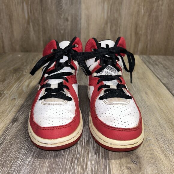 Nike High Leather Sneaker Shoes Red White 677810-100 Kids Youth US Size 12C - Picture 3 of 11